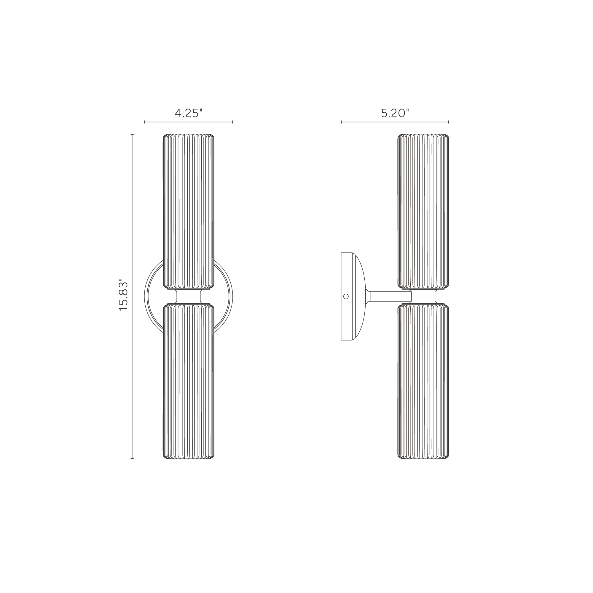 Claremont Medium Wall Light Fluted Glass - Bronze - Image 5