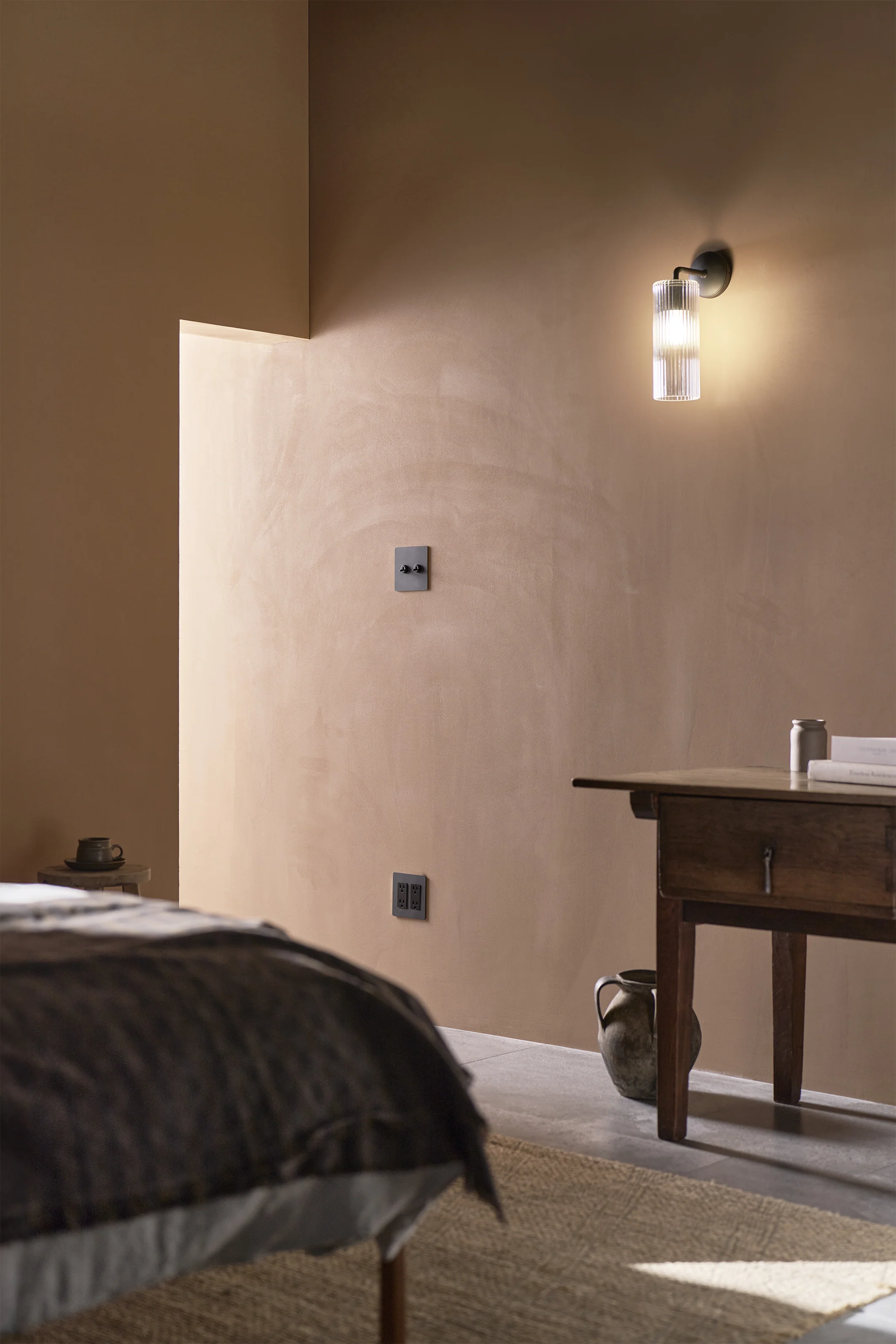 Claremont Large Wall Light Fluted Glass - Bronze - Image 3