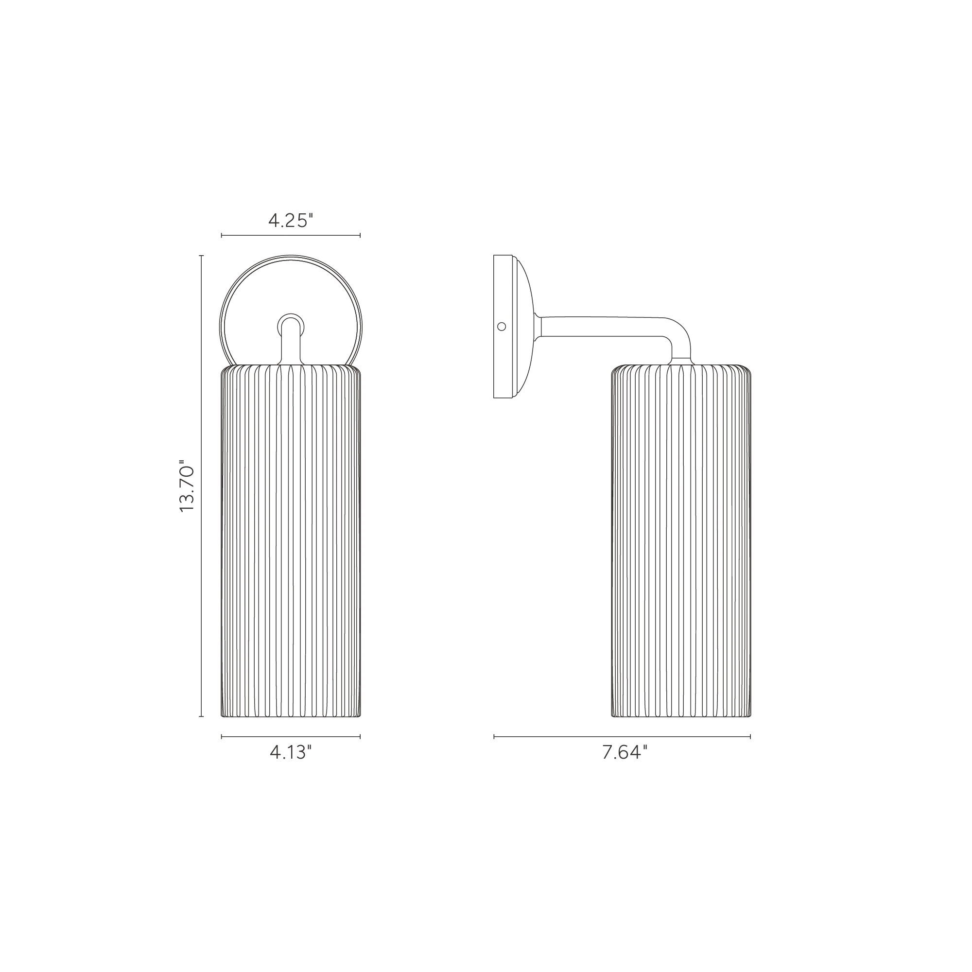 Claremont Large Wall Light Fluted Glass - Bronze - Image 8